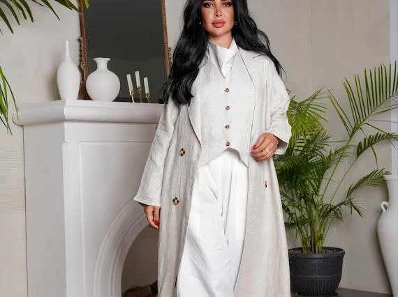 Linen Abaya White IB135 White